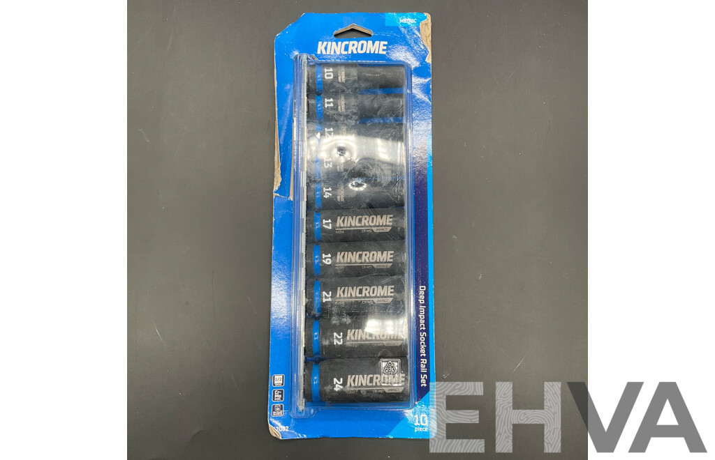 KINCROME 10 Piece Deep Impact Socket Rail Set (K2082)