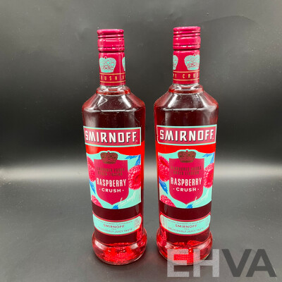 SMIRNOFF Raspberry Crush Vodka 700ml - Lot of 2