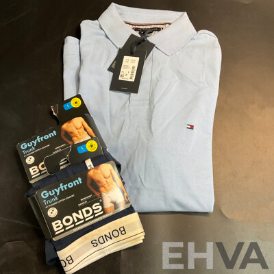 Tommy Hilfiger Blue Polo Shirt Size L & Bonds Trunk Size L X2
