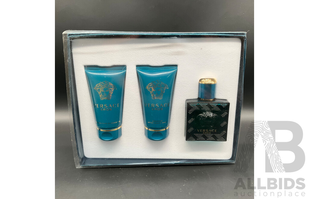 VERSACE Eros 3 Piece Gift Set - 50ml Eau De Toilette, 50ml After Shave Balm and 50ml Shower Gel