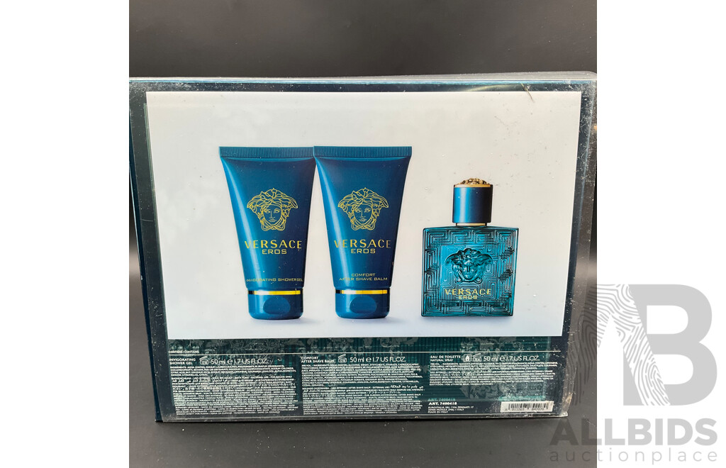VERSACE Eros 3 Piece Gift Set - 50ml Eau De Toilette, 50ml After Shave Balm and 50ml Shower Gel