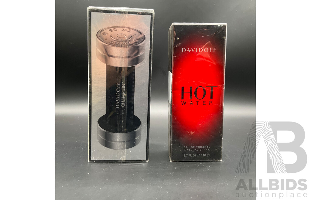 DAVIDOFF Champion 90ml Eau De Toilette and DAVIDOFF Hot Water 110ml Eau De Toilette - Lot of 2