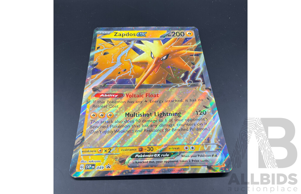 Pokenmon Jambo Cards - 2023 SVP049 Zapdos EX ,2025 SVP208 Victini, 2024SVP 086 Mabosstiff EX - Holofoil - Lot of 3