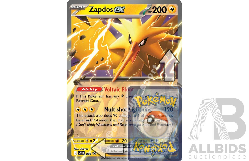 Pokenmon Jambo Cards - 2023 SVP049 Zapdos EX ,2025 SVP208 Victini, 2024SVP 086 Mabosstiff EX - Holofoil - Lot of 3
