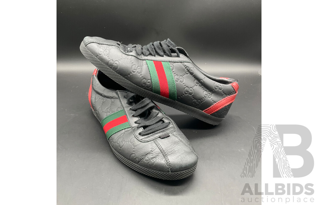 Black Guccissima Leather Web Ace Sneakers Branded GUCCI