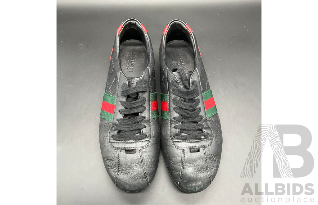 Black Guccissima Leather Web Ace Sneakers Branded GUCCI