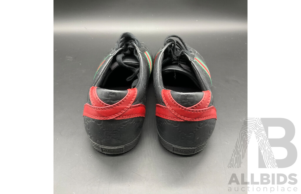 Black Guccissima Leather Web Ace Sneakers Branded GUCCI