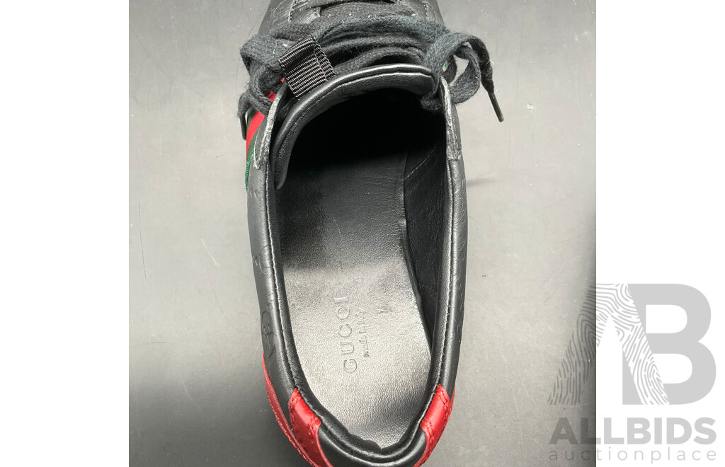 Black Guccissima Leather Web Ace Sneakers Branded GUCCI