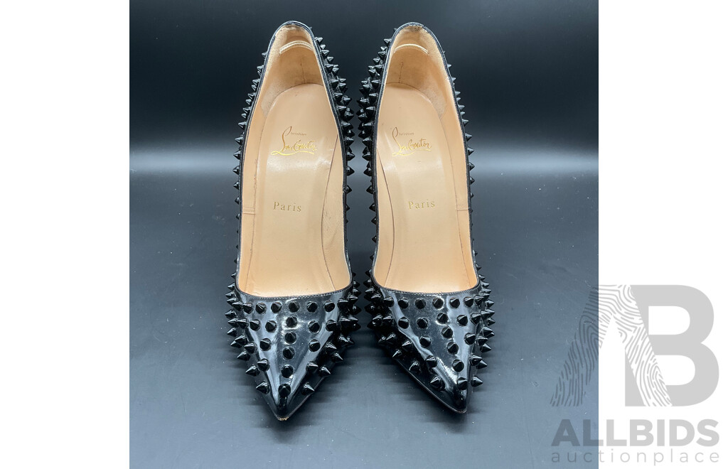 Black Patent Leather Pigalle Spikes Branded Christian Louboutin