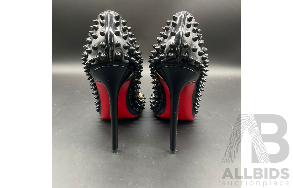 Black Patent Leather Pigalle Spikes Branded Christian Louboutin