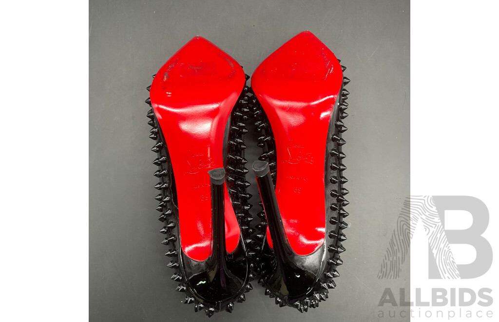 Black Patent Leather Pigalle Spikes Branded Christian Louboutin