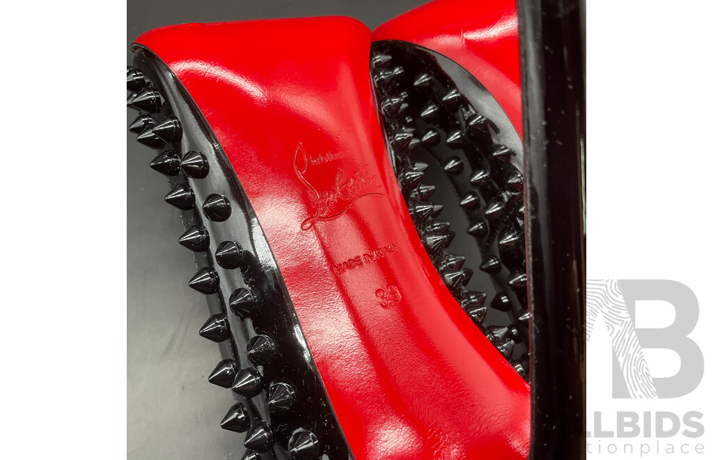 Black Patent Leather Pigalle Spikes Branded Christian Louboutin