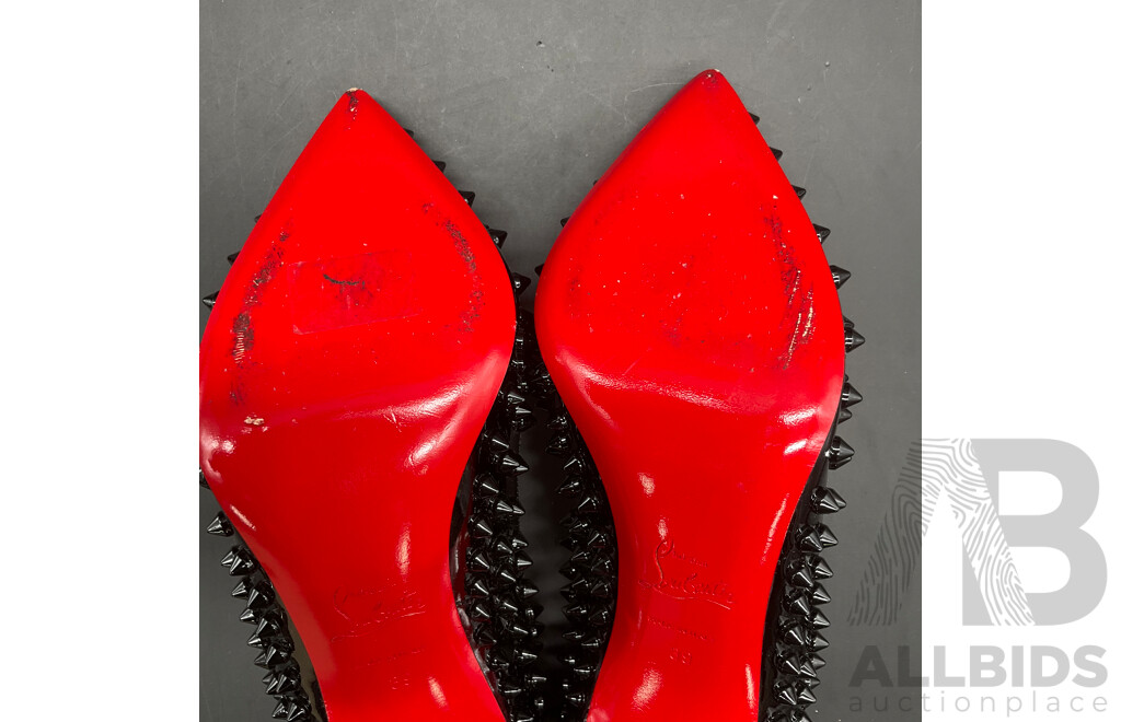 Black Patent Leather Pigalle Spikes Branded Christian Louboutin