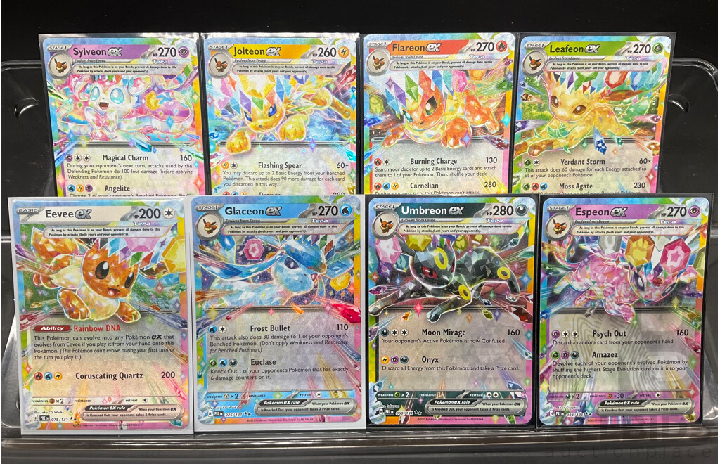 Collection of Eight Eevee Evolutions Scarlet & Violet English Pokémon Cards