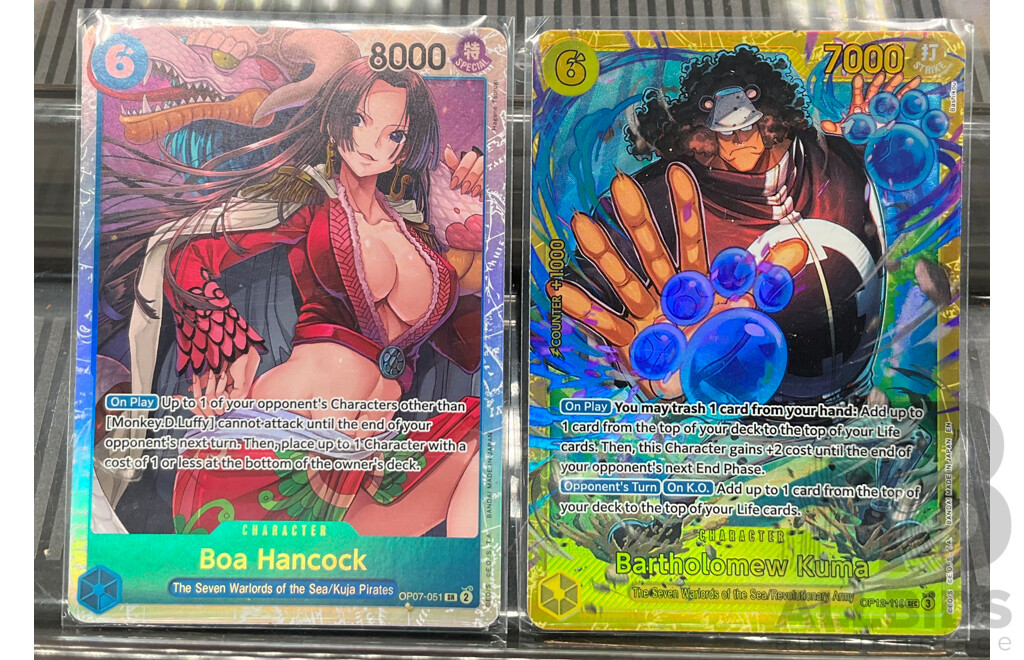 One Piece Bartholomew Kuma & Boa Hancock Foil Trading Cards