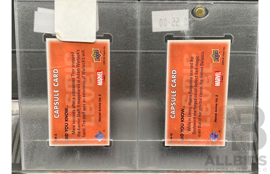 Assorted Marvel Anime Vol.2 Capsule Cards - the Soul Sword, Karmic Staff, Carnage and More - Lot of 5