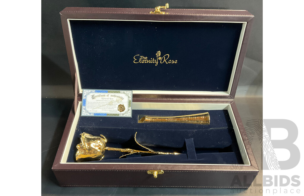 The Eternity Rose Natural Rose Dipped in Pure 24K Gold / with Leather Case and Certificate