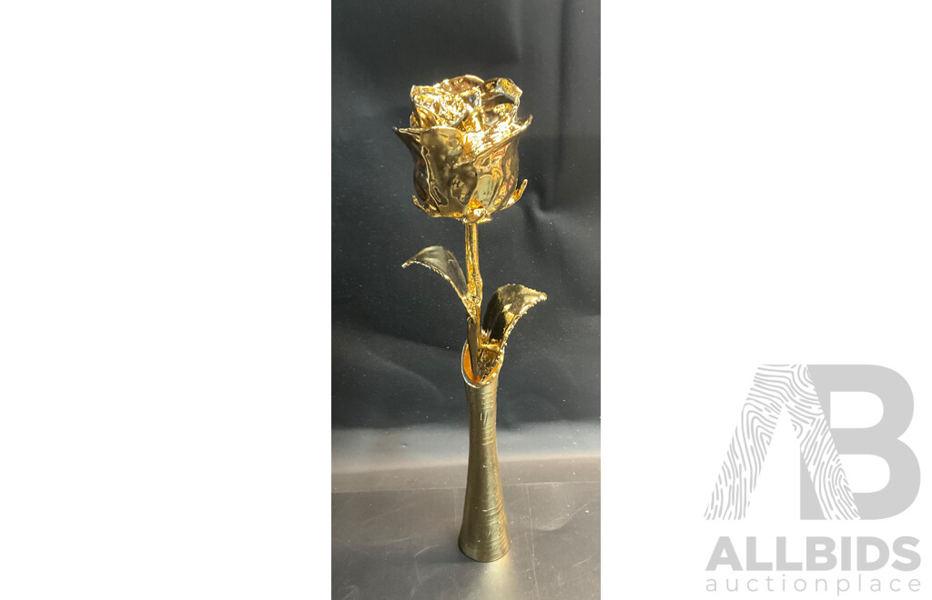 The Eternity Rose Natural Rose Dipped in Pure 24K Gold / with Leather Case and Certificate