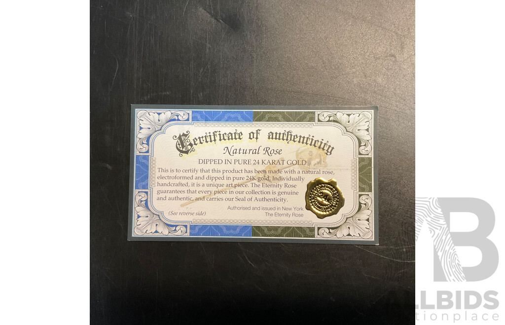 The Eternity Rose Natural Rose Dipped in Pure 24K Gold / with Leather Case and Certificate