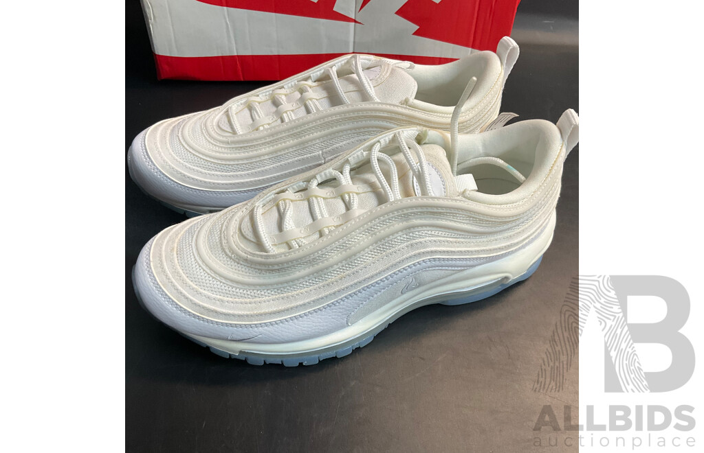 NIKE Air Max 97 QS White with Ice Blue - Size 26 cm