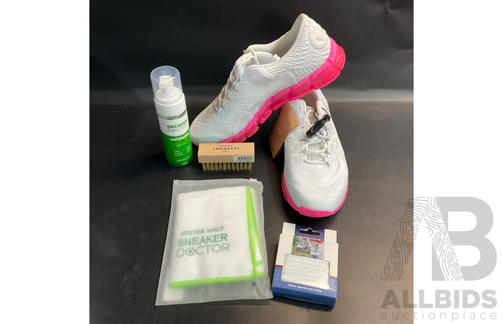 ASICS GEL-Quantum 360 White/Pink (Size 28cm) and Assorted Shoe Cleaning Items