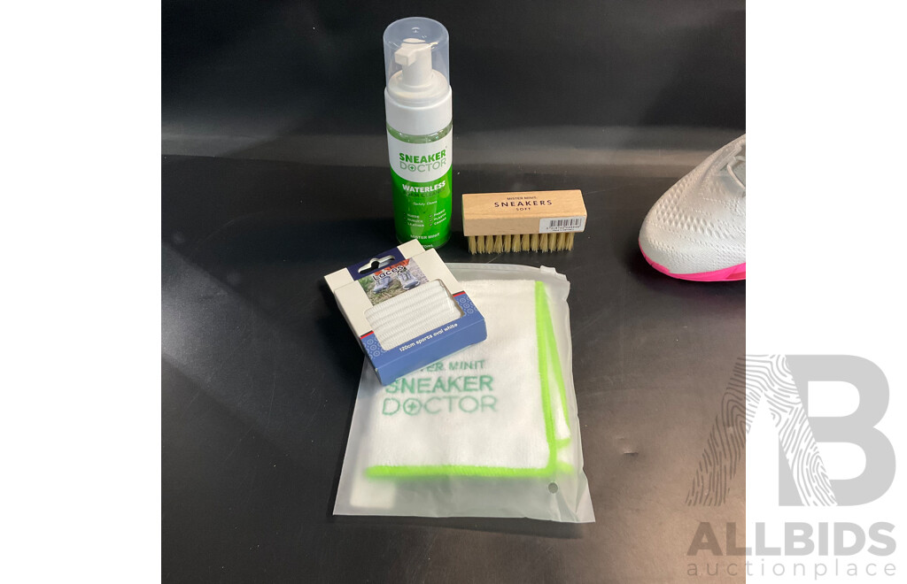 ASICS GEL-Quantum 360 White/Pink (Size 28cm) and Assorted Shoe Cleaning Items