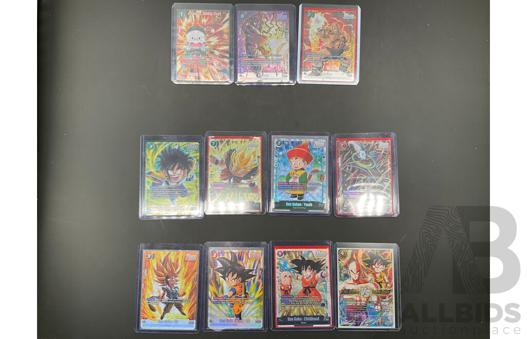 Ten Collectible Dragon Ball Cards - Son Goku, Whis, Piccolo, Nappa