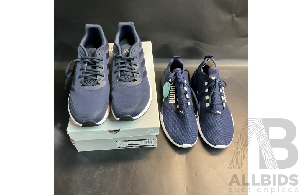Adidas Duramo Navy Shoes & Puma Navy Sneaker - Size US10 - Lot of 2