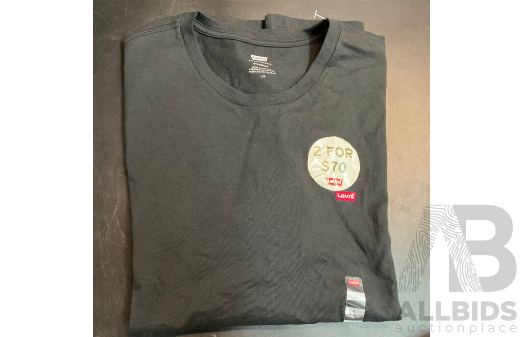 Lacoste, Kenji, Levis Assorted Men's T-Shirts, Pants, and Hats - Lot of 6