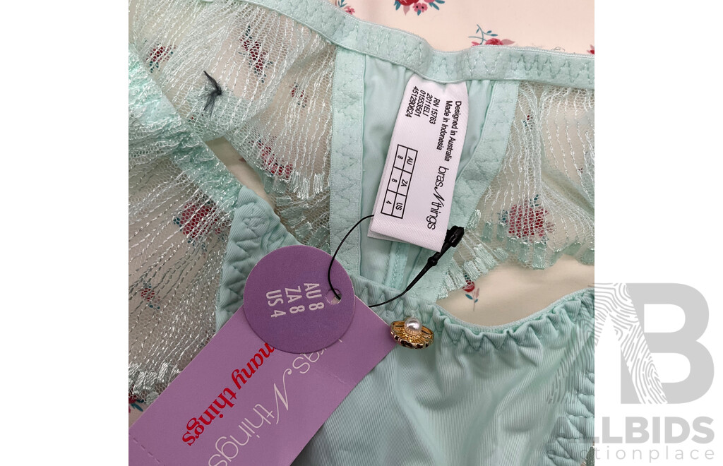 LORNA JANE with Love All Day Sport Bra (XS) & Bike Shorts (S) and BrasNthings Underwear (AU8) - Lot of 3