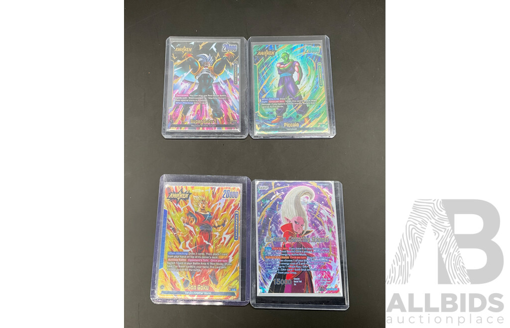 Four Collectible Awaken Dragon Ball Cards