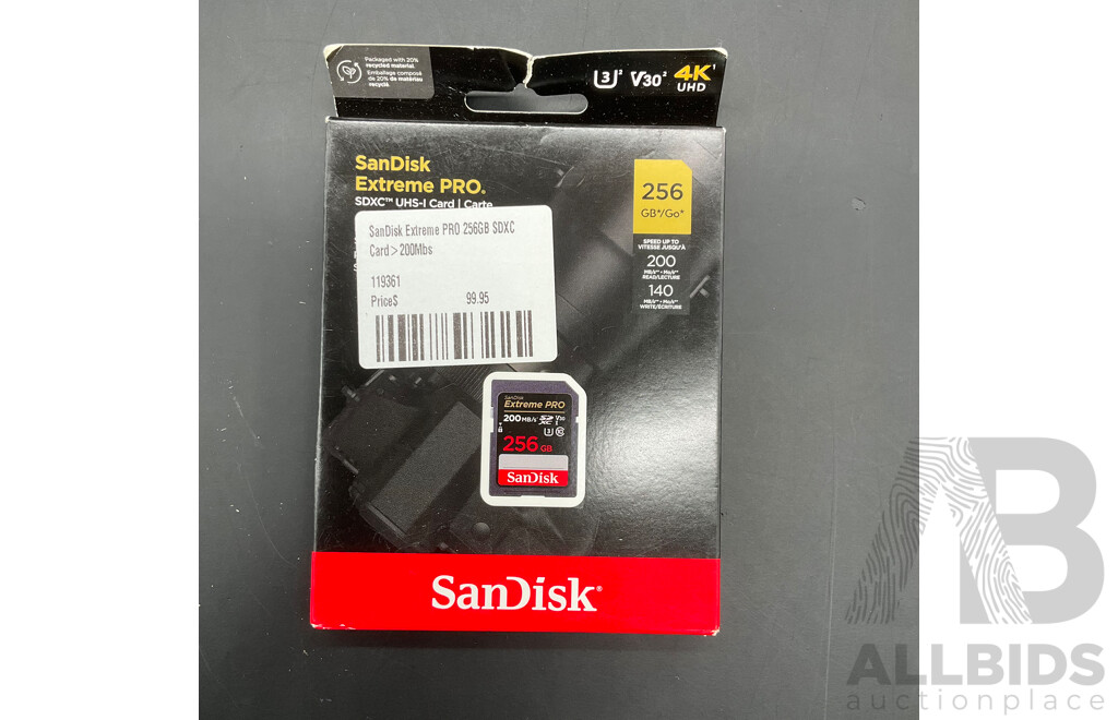 SanDisk Extreme PRO. SDXC 256GB SD Card