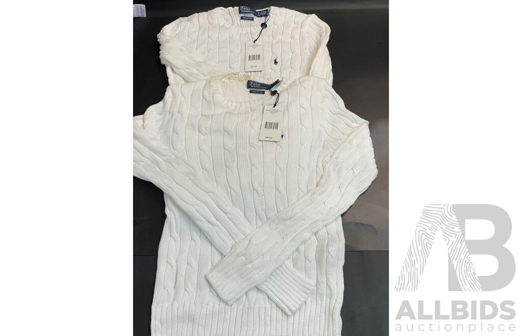 POLO Ralph Lauren Women's White Sweater Size XS & S - Lot of 2