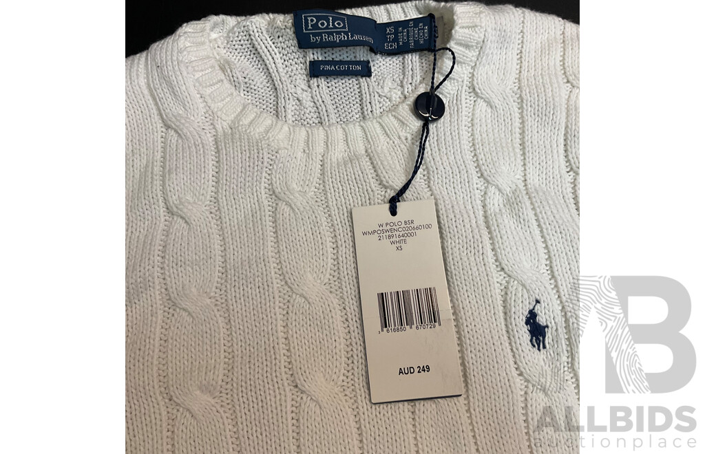 POLO Ralph Lauren Women's White Sweater Size XS & S - Lot of 2