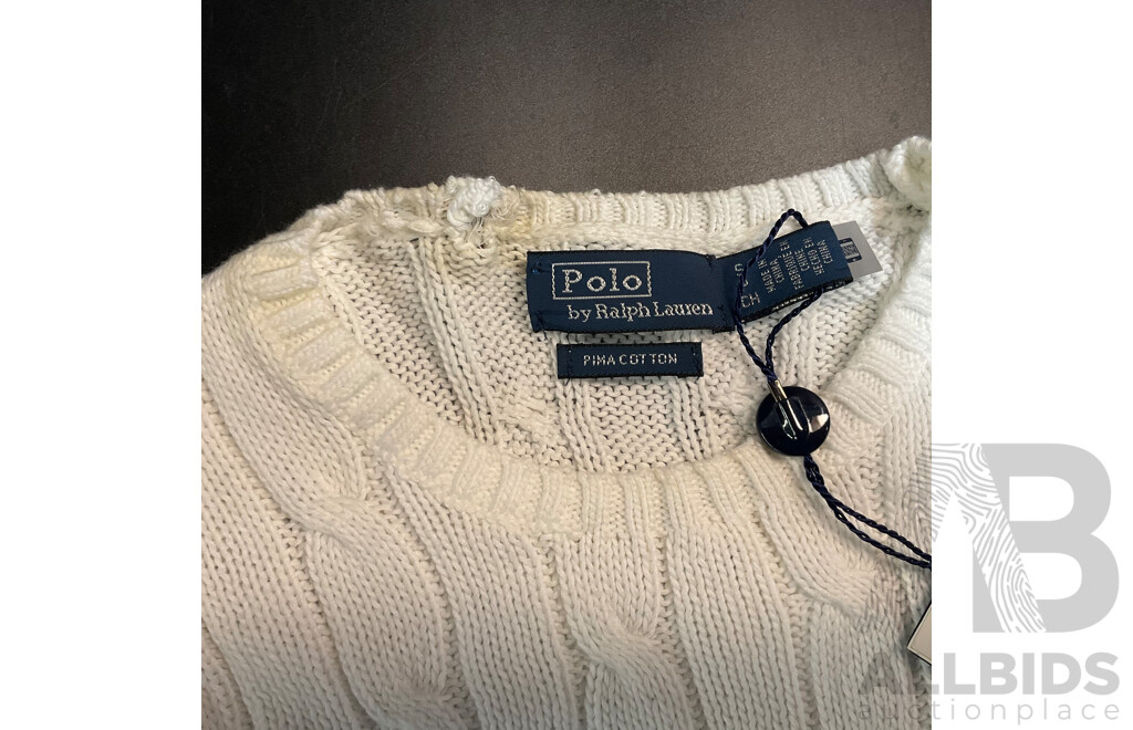 POLO Ralph Lauren Women's  White Sweater Size XS & S - Lot of 2