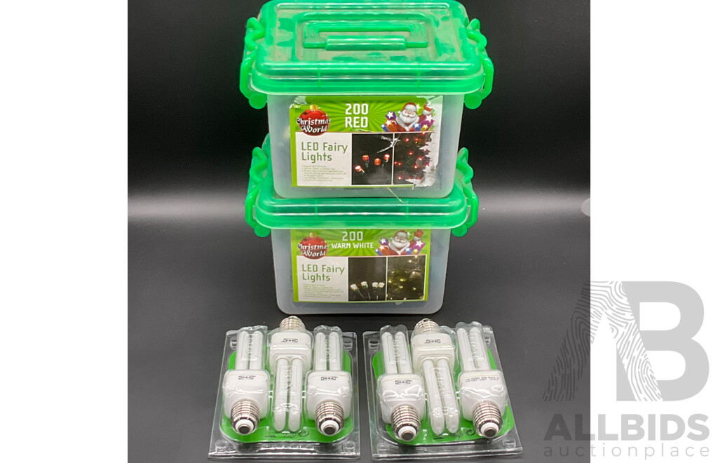 Chrismas World Led Lights (2x) and 3 Pack Ikea Light Bulbs (2x) - Lot of 4