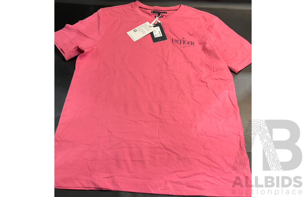 Tommy Hilfiger Rose T-Shirt Size L & Ladies 3/4-Sleeve Shirt White & Long-Black Pants Sizes 12 & 14 - Lot of 5