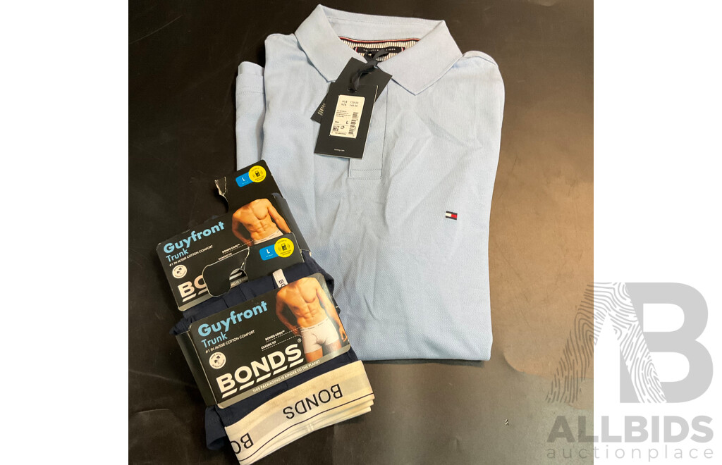 Tommy Hilfiger Blue Polo Shirt Size L & Bonds Trunk Size L X2