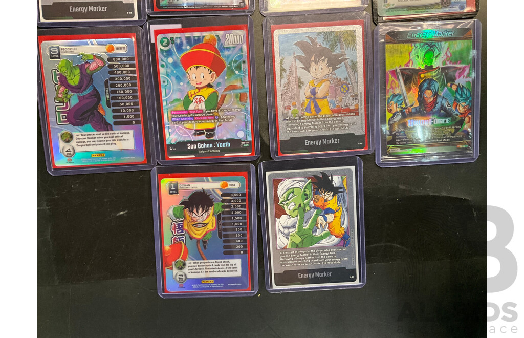 Ten Collectible Dragon Ball Trading Cards - Includes Energy Marker, Gohan & More