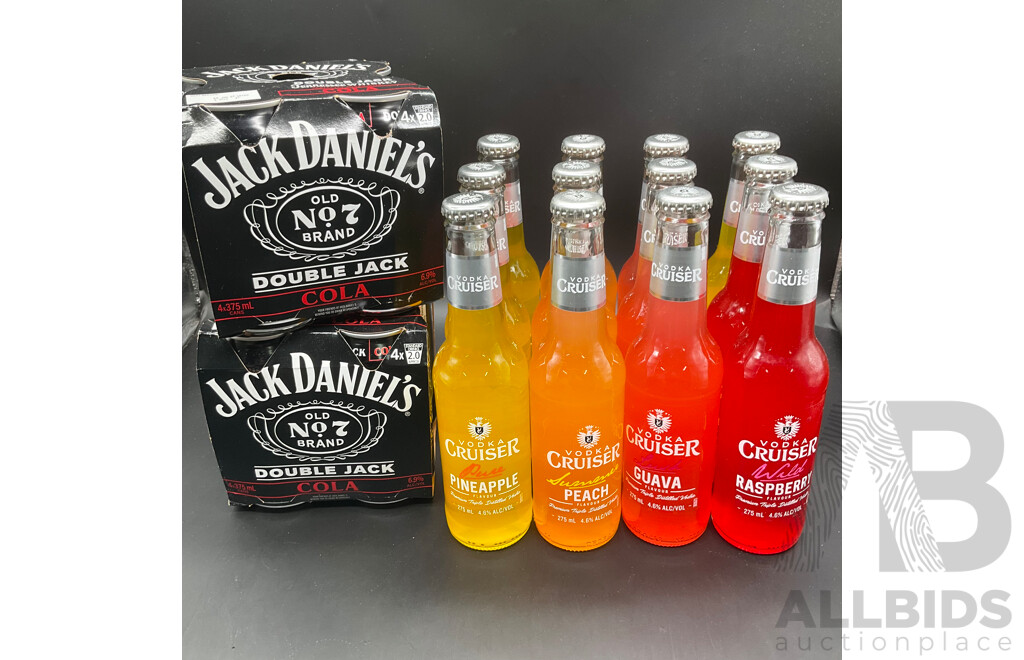 Jack Daniel’s Double Jack & Cola (375ml x8) & Vodka Cruiser (x12) (Lot of 20)