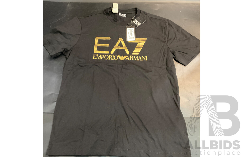 Emporio Armani  Men's Train Logo Seriers T-Shirt  - Size M - Lot of 2
