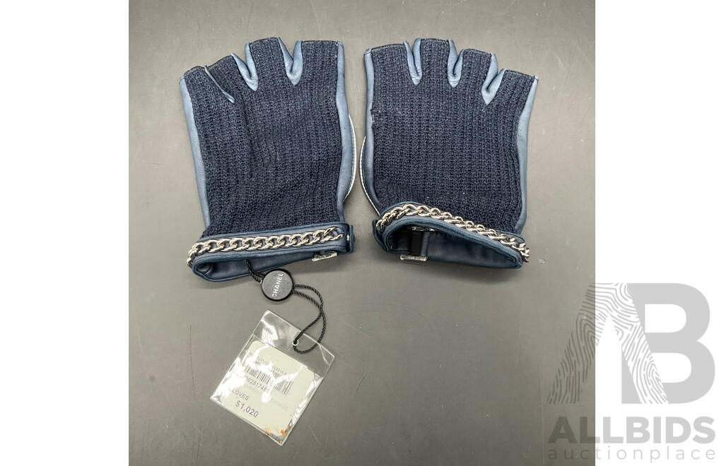 Navy Leather Gloves