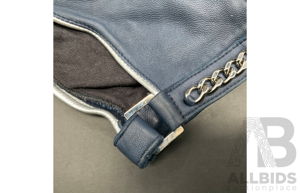 Navy Leather Gloves