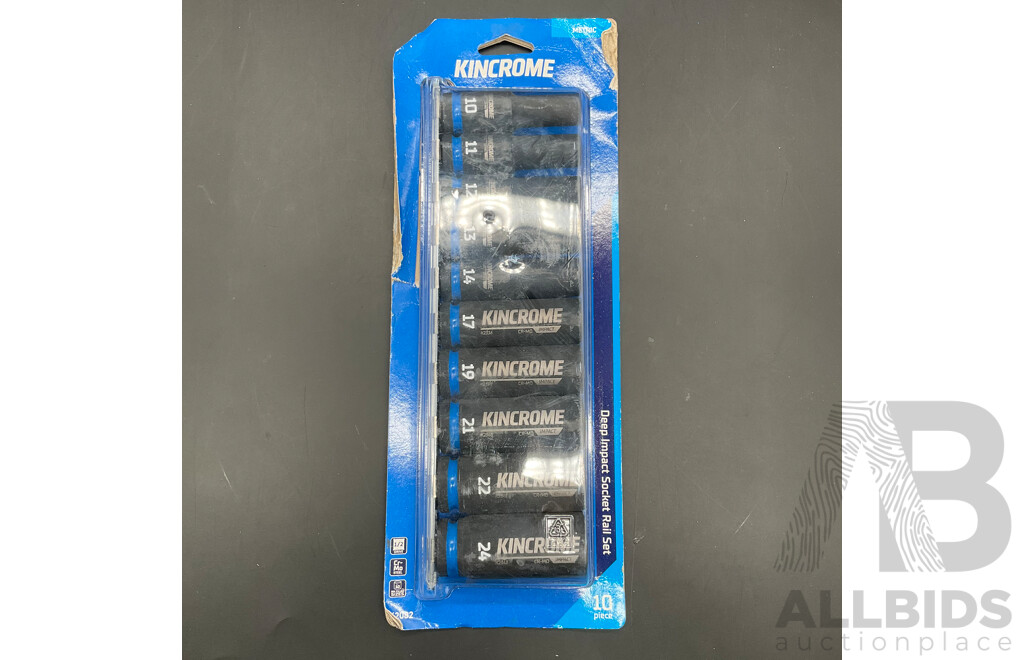 KINCROME 10 Piece Deep Impact Socket Rail Set (K2082)