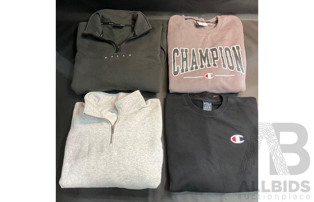 Assorted Sweatshirt - Black Roler (XXL), Grey Cotton on (XL), Beige Champion (XL) and Black Champion (XL) - Lot of 4