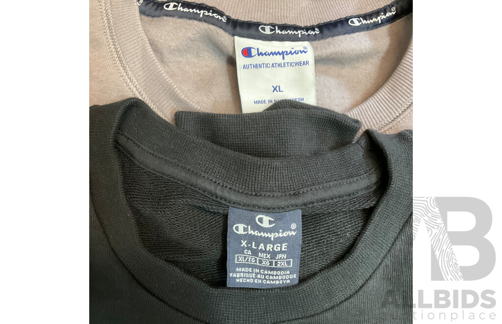 Assorted Sweatshirt - Black Roler (XXL), Grey Cotton on (XL), Beige Champion (XL) and Black Champion (XL) - Lot of 4