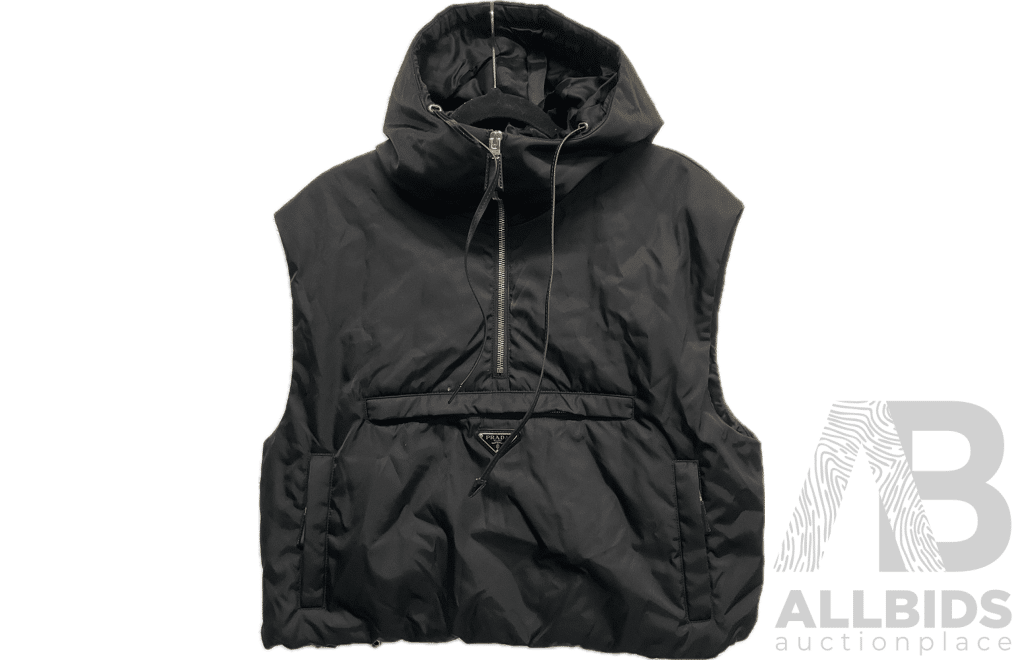 Re-Nylon Hooded Vest Branded PRADA