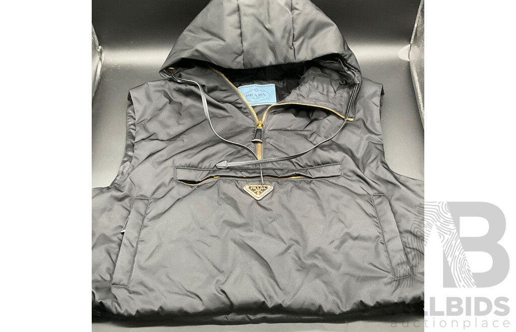 Re-Nylon Hooded Vest Branded PRADA