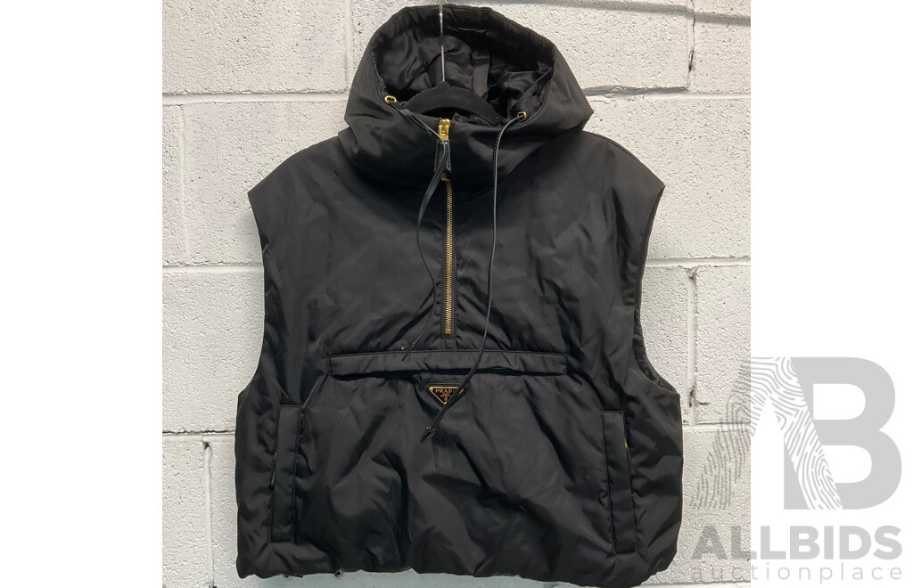 Re-Nylon Hooded Vest Branded PRADA