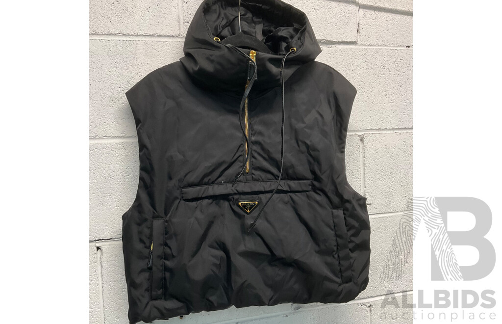 Re-Nylon Hooded Vest Branded PRADA